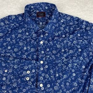 UNTUCKit Shirt Mens XL Blue/White Floral Print Nylon/Elastane Stretch
